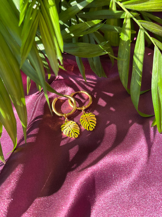 Monstera earrings